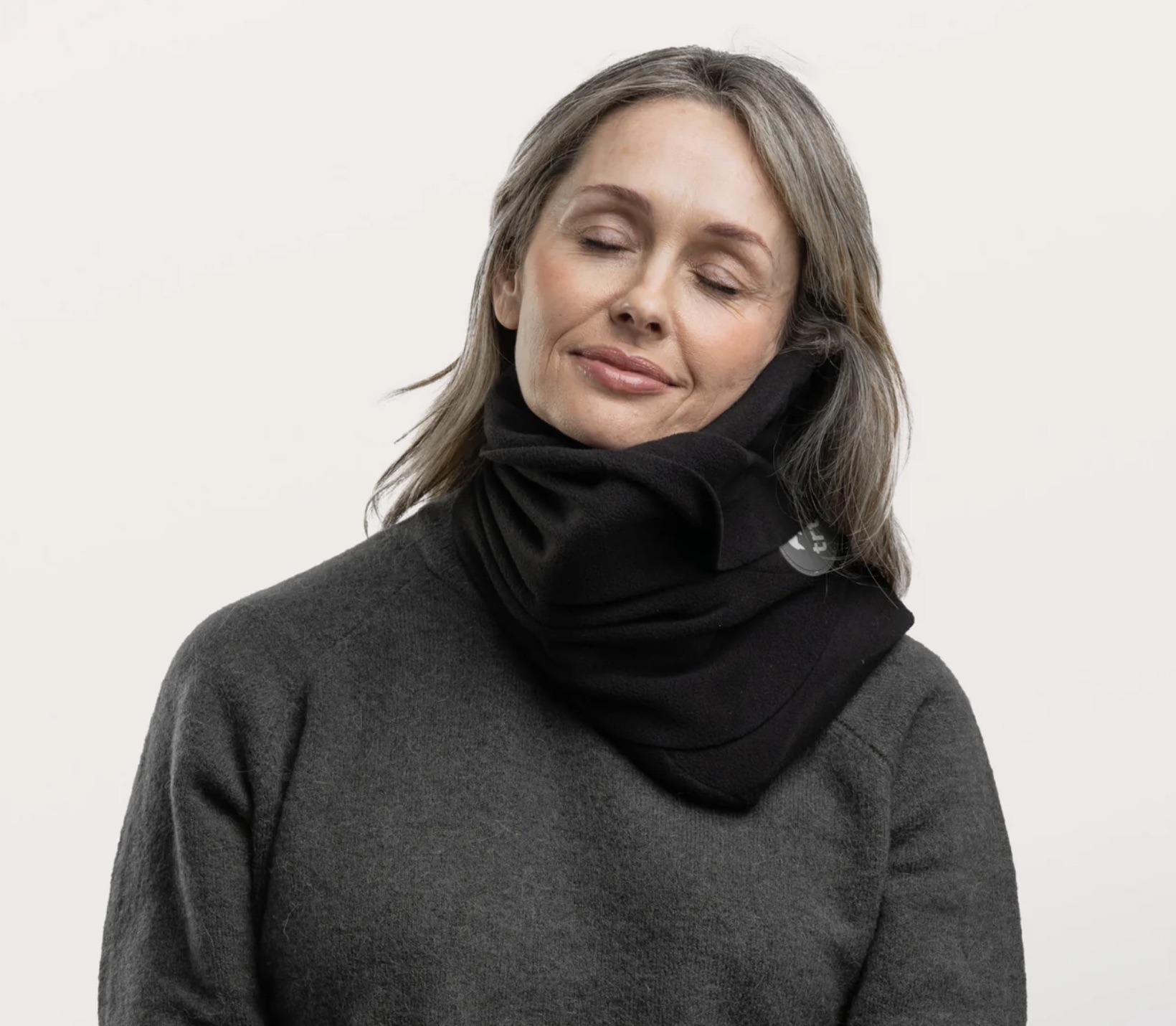 Travel Neck Support Pillow for Airplane, Train & Car Travel - Black