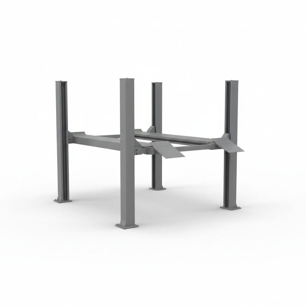 so-cl4-001-main-1 Four-Post Car Lift 4 Tonne Drive-On, Hobby Storage Hoist with Approach Ramps Caster Wheels for Garage - Main Product Photo